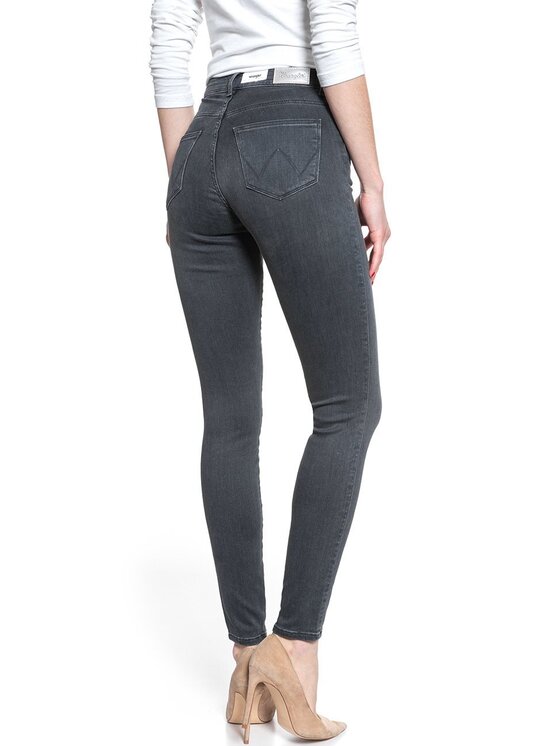 Wrangler Wrangler Jeansy HIGH RISE SKINNY Czarny Skinny Fit