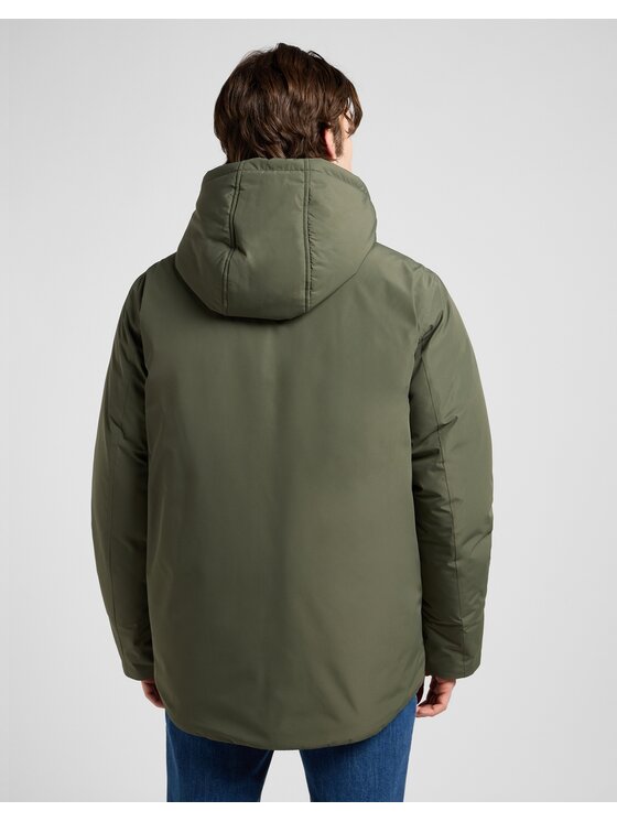 Lee Lee Kurtka zimowa HOODED SHORT PUFFER JACKET Zielony Regular Fit