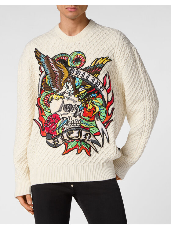 PHILIPP PLEIN PHILIPP PLEIN Longsleeve 19177 Biały Regular Fit
