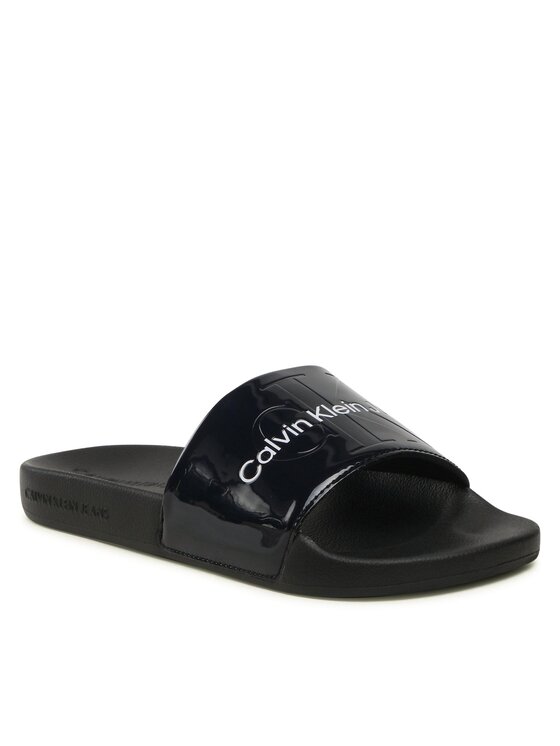 Calvin Klein Jeans Calvin Klein Jeans Šlepetės Slide Metallic Monologo YW0YW00638 Tamsiai mėlyna