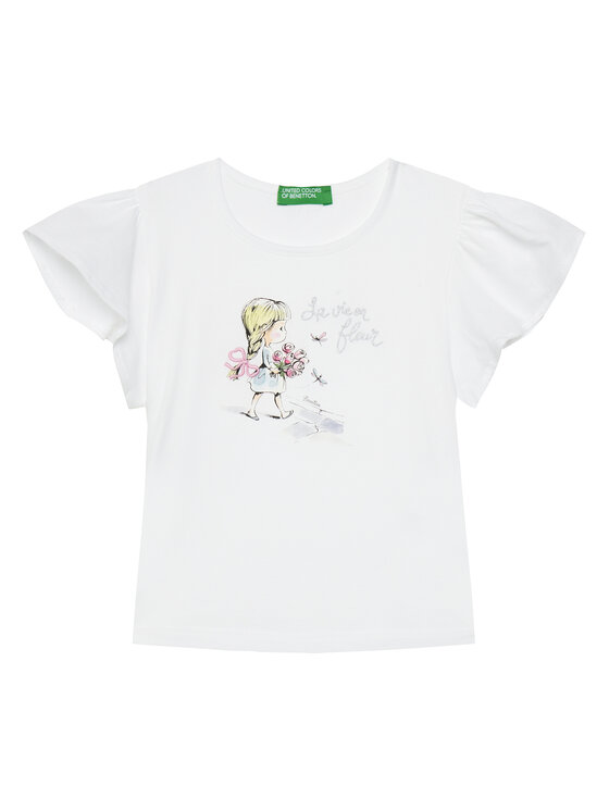United Colors Of Benetton T-Shirt 3I1XG10IU Biały Regular Fit