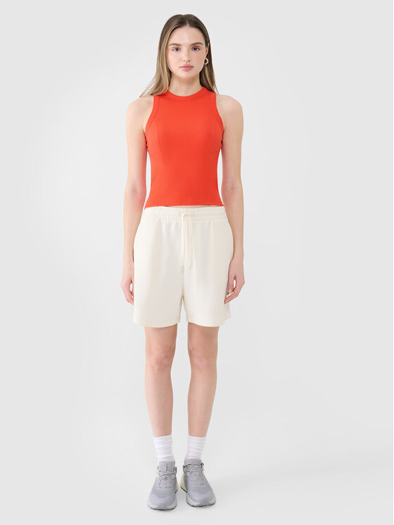 4F 4F Šortky z materiálu EMPOWERED BY NATURE Bílá Oversize