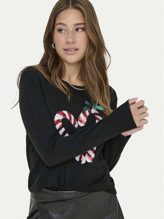ONLY ONLY Maglione Xmas Shine 15355004 Nero Regular Fit