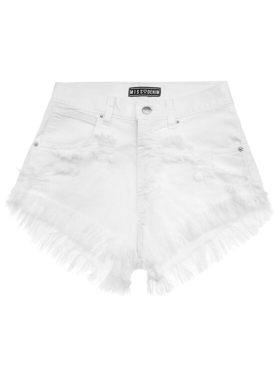 MissDenim MissDenim Szorty jeansowe High Waist Biały Regular Fit
