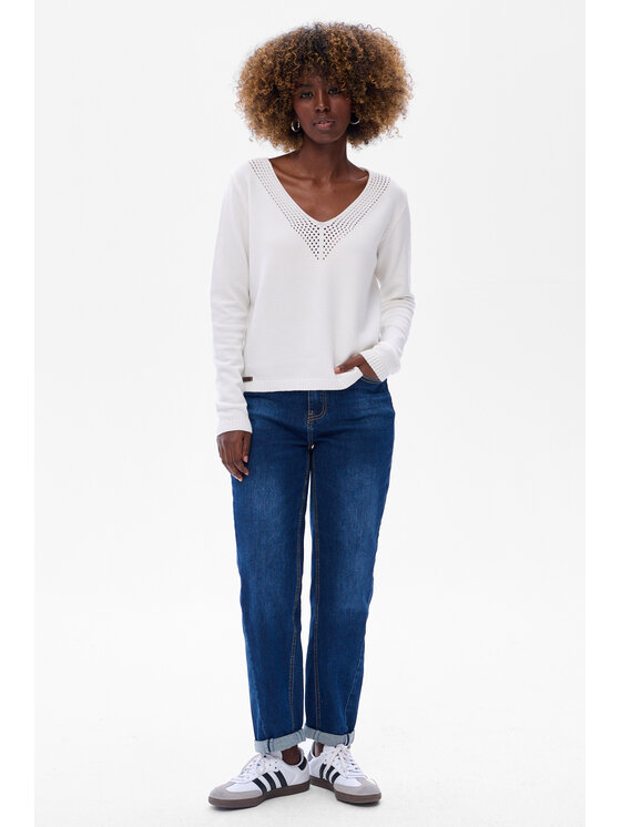blue shadow blue shadow Sweter Qwin Écru Regular Fit