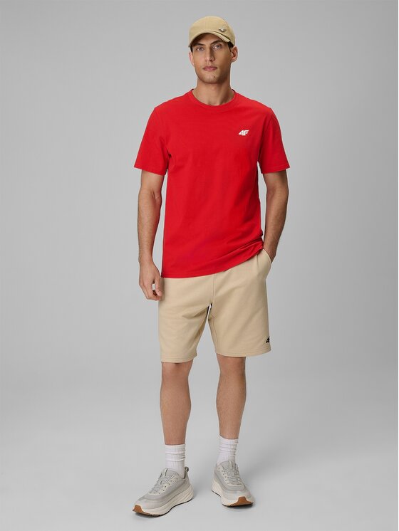 4F 4F T-Shirt BASIC+ Czerwony Regular Fit