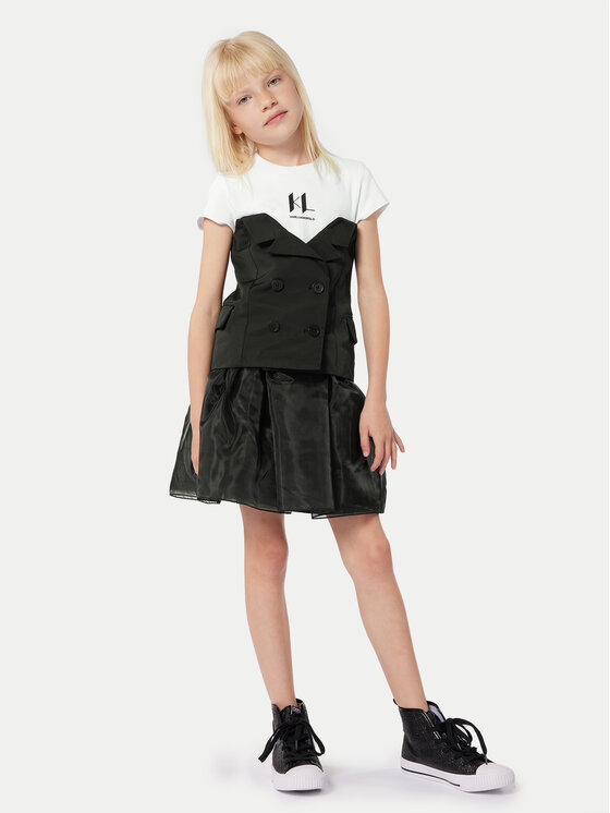 Karl Lagerfeld Kids Vsakodnevna Obleka Z30086 S Črna Regular Fit