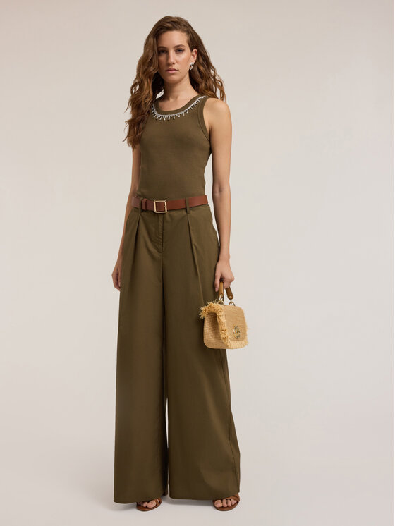 Motivi Motivi Pantaloni di tessuto P061Q004080N035 Verde Over Fit