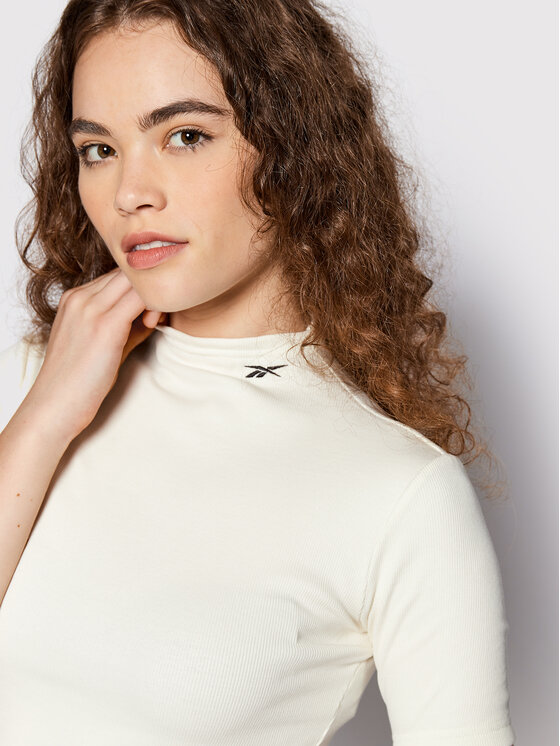 Reebok Reebok Bluzka HH7370 Beżowy Slim Fit