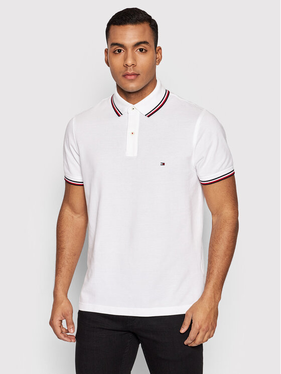 Tommy Hilfiger Polo Majica Tipped MW0MW13080 Bela Slim Fit