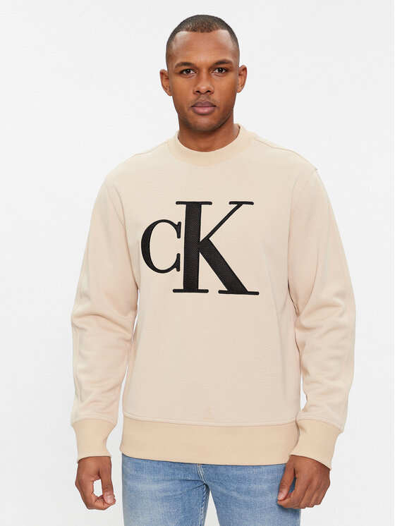 Calvin Klein Jeans Sweatshirt Monologo J30J325028 Beige Regular Fit