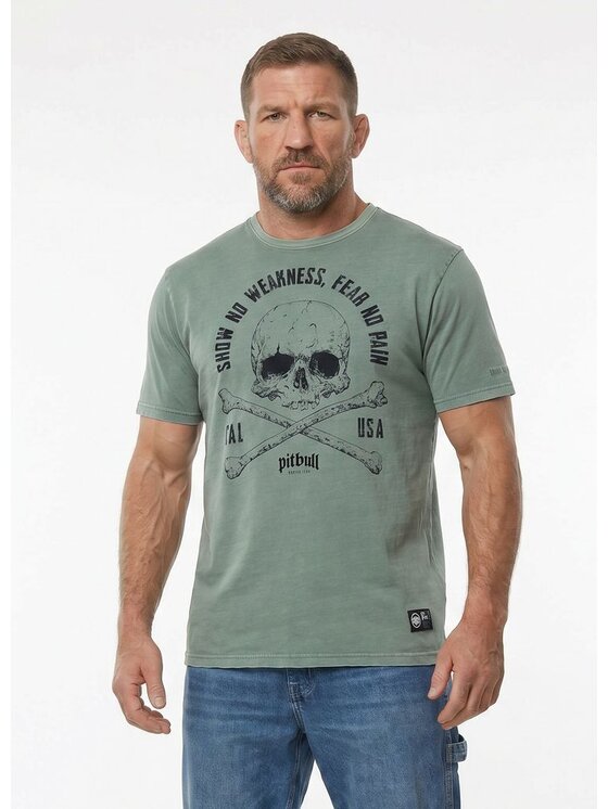 PITBULL PITBULL T-Shirt FEAR NO PAIN Zielony Regular Fit