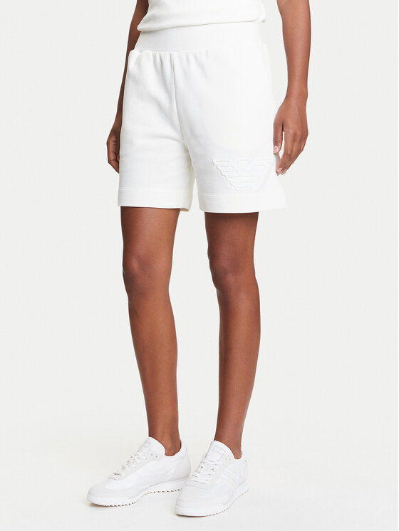 Emporio Armani Emporio Armani Pantaloni scurți sport EW000778 AF12186 U1131 Alb Loose Fit