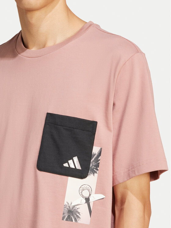 adidas adidas Marškinėliai Lens Elevated Pocket Graphic JJ3927 Rožinė Loose Fit