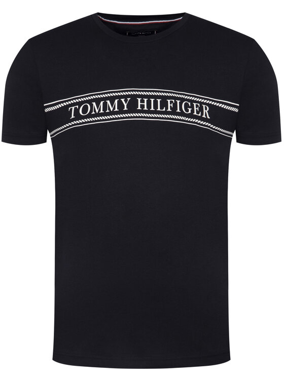 Tommy Hilfiger Tommy Hilfiger Marškinėliai Rope Stripe Tee MW0MW13333 Tamsiai mėlyna Regular Fit