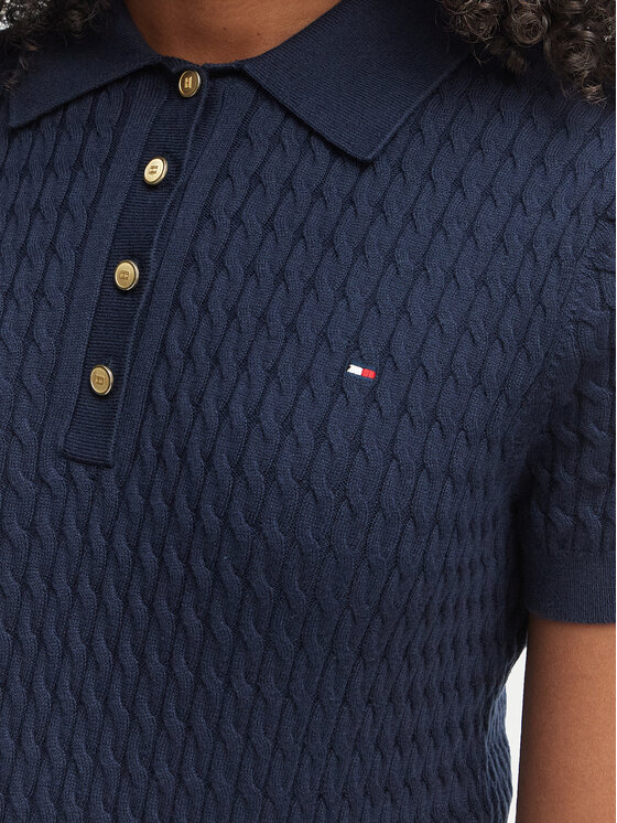 Tommy Hilfiger Tommy Hilfiger Тениска с яка и копчета WW0WW41474 Тъмносин Regular Fit