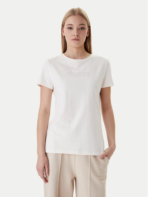 Guess Guess Tricou V3BI11 J1314 Écru Regular Fit