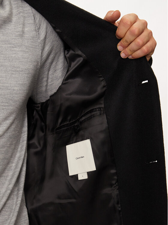 Calvin Klein Calvin Klein Płaszcz wełniany K10K113664 Czarny Regular Fit