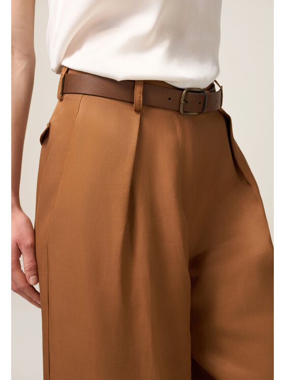 Oltre Oltre Pantaloni di tessuto P082R008837N022 Marrone Baggy Fit