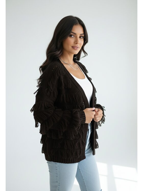 FIGL FIGL Kardigan M1259 Hnědá Regular Fit