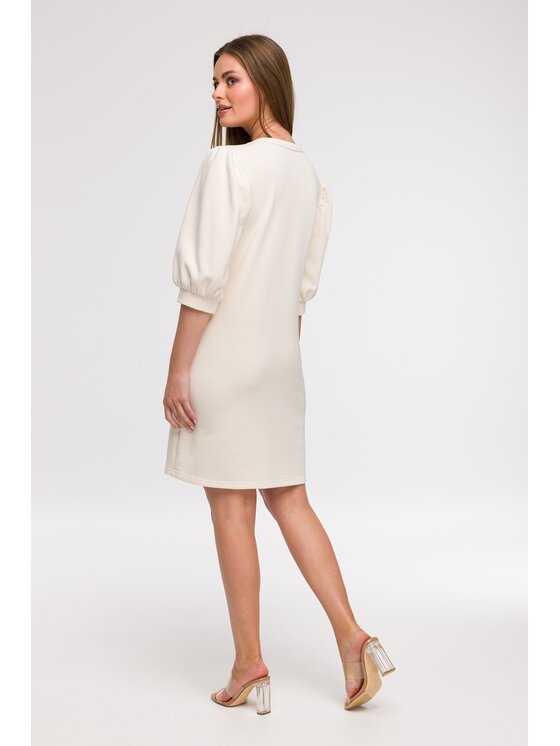 BeWear BeWear Sukienka letnia B291 Kremowy Comfortable Fit