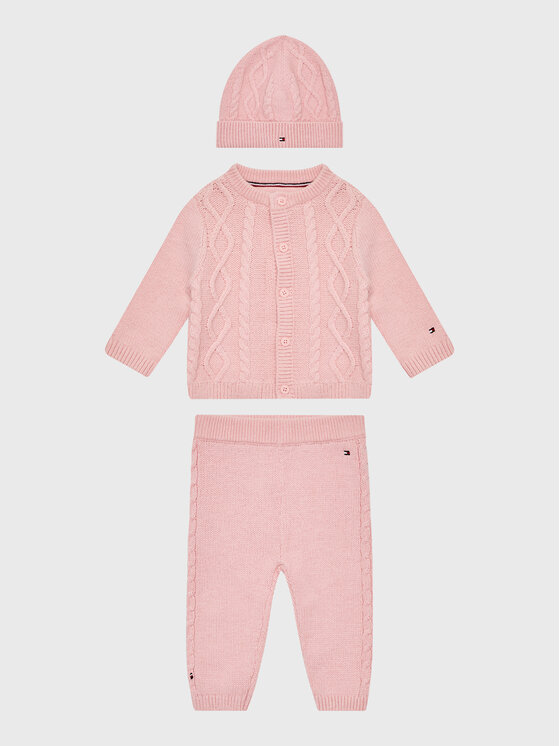 Tommy Hilfiger Tommy Hilfiger Komplet dziecięcy Baby Cable KN0KN01529 Różowy Regular Fit