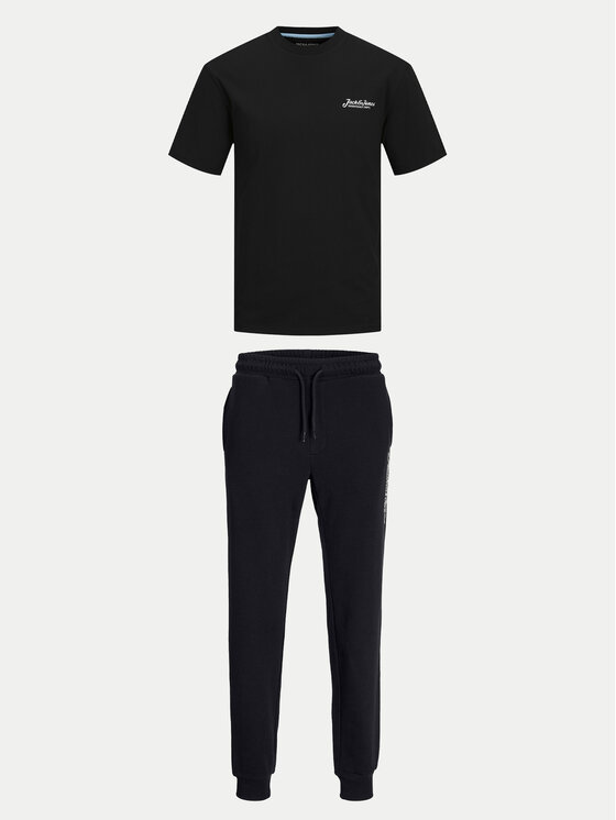 Jack & Jones Jack & Jones Sada trička a tepláku Beau 12277849 Černá Relaxed Fit