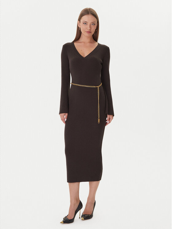 MICHAEL Michael Kors MICHAEL Michael Kors Kötött ruha MF5835G4VR Barna Slim Fit