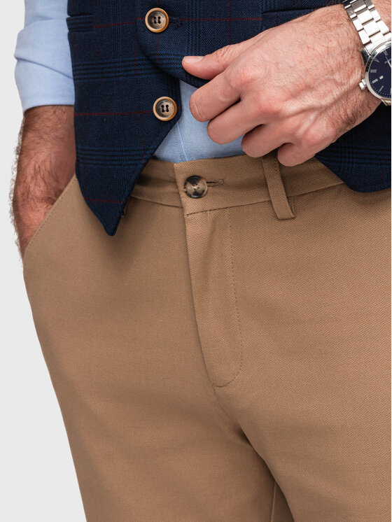 Ombre Ombre Chinosy P1524 Brązowy jasny Chino Fit