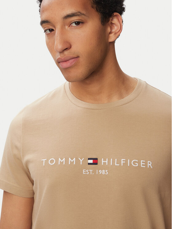 Tommy Hilfiger Tommy Hilfiger Тишърт Logo Tee MW0MW11797 Бежов Slim Fit