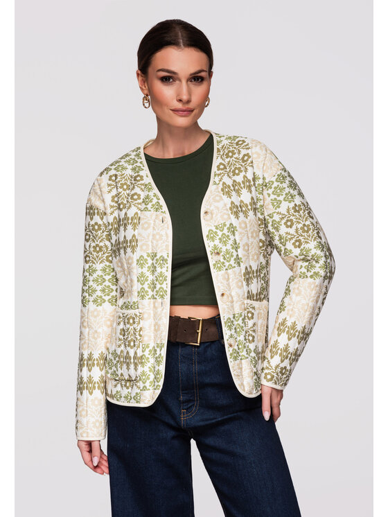 Ombre Ombre Kurtka przejściowa OW-JALP-0126 Khaki Loose Fit