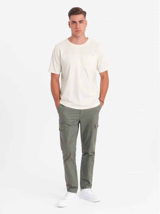 Ombre Ombre T-Shirt OM-TSCT-0171 Biały Loose Fit