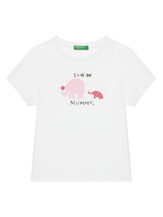 United Colors Of Benetton T-Shirt 3I1XG10JJ Biały Regular Fit