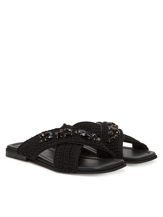 Inuikii Inuikii Ciabatte Woven Crossed Stones 70104-369 Nero