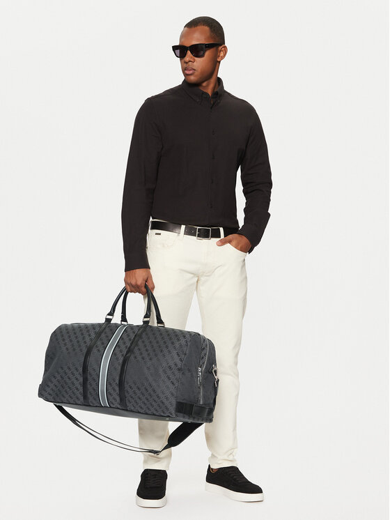 Guess Jeans Herren Hose Tmecsa P3135 - Kunstleder Hose In Schwarz