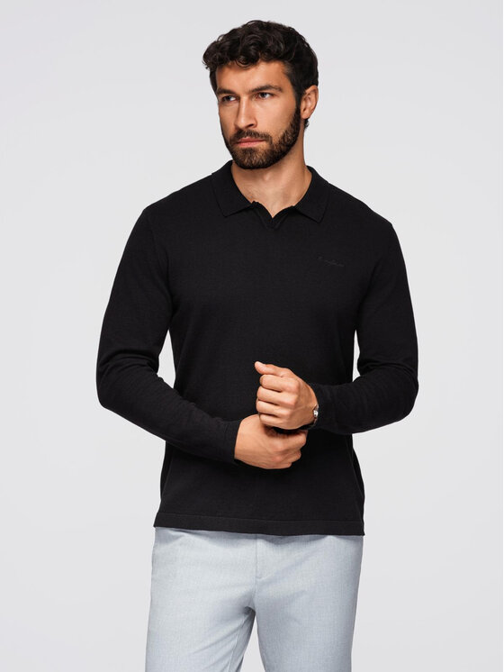 Ombre Ombre Longsleeve OM-POLS-0140 Czarny Regular Fit