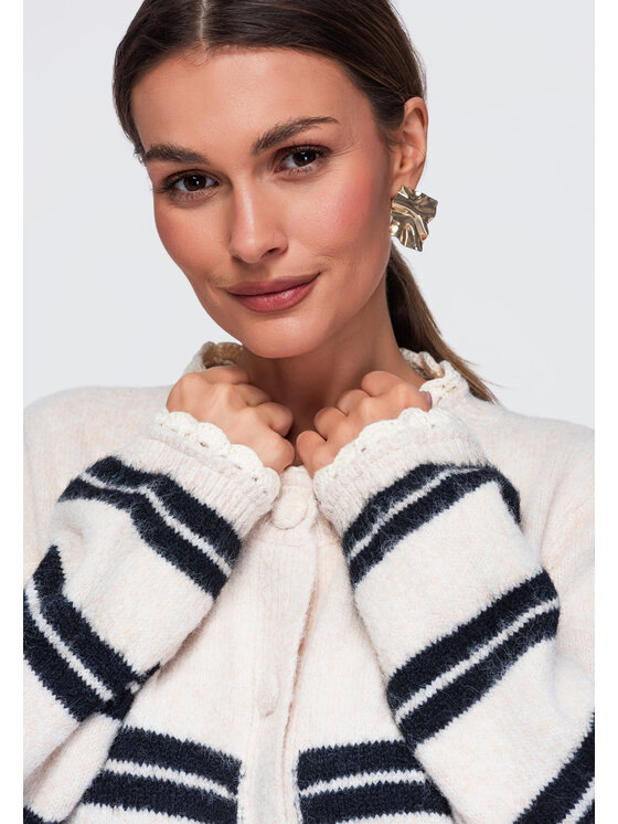 Ombre Ombre Sweter OW-SW-E0009 Beżowy Relaxed Fit