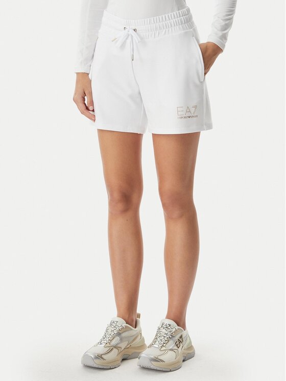 EA7 Emporio Armani Pantaloni scurți sport 7W000269 AF12482 U0002 Alb Regular Fit