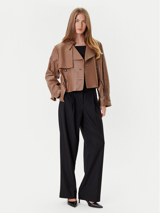 BOSS BOSS Кожено яке Satela 50541289 Кафяв Regular Fit