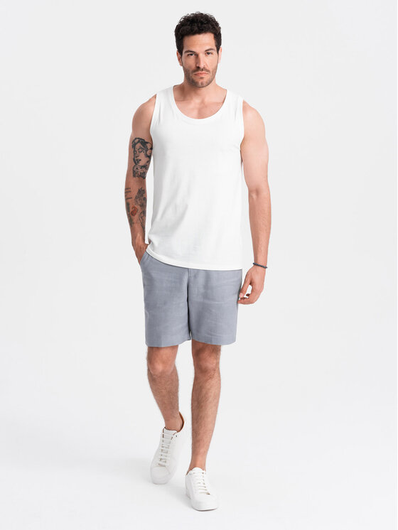 Ombre Ombre Tank top OM-TSBT-0192 Biały Regular Fit