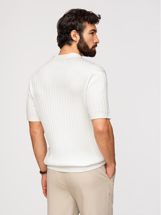 Ombre Ombre Polo OM-POSS-0169 Biały Slim Fit
