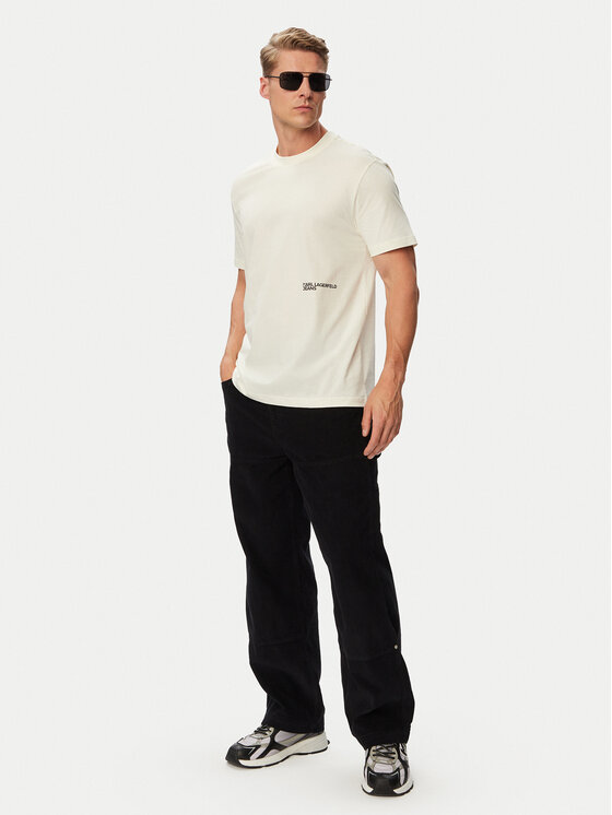 Karl Lagerfeld Jeans Karl Lagerfeld Jeans T-shirt B3M17005 Krem Regular Fit
