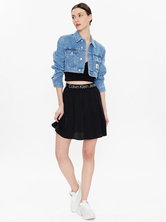 Calvin Klein Jeans Calvin Klein Jeans Trapecijos formos sijonas J20J221512 Juoda Regular Fit