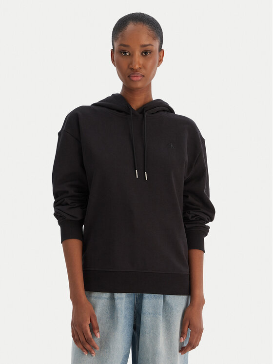 Calvin Klein Jeans Calvin Klein Jeans Pulóver Ls Monogram Terry Po LV047C224G Fekete Regular Fit