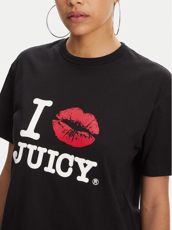 Juicy Couture Juicy Couture Tricou I Kiss JCWCT125348 Negru Oversize