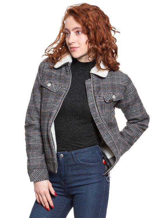 Lee Lee Giacca da donna WOOL CHECK SHERPA JK Grigio Regular Fit