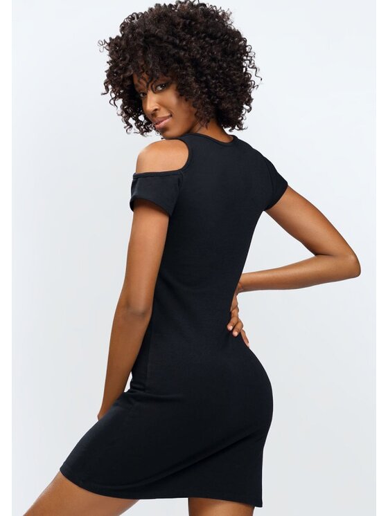 DKaren Lingerie DKaren Lingerie Koszula nocna Esi Czarny Slim Fit