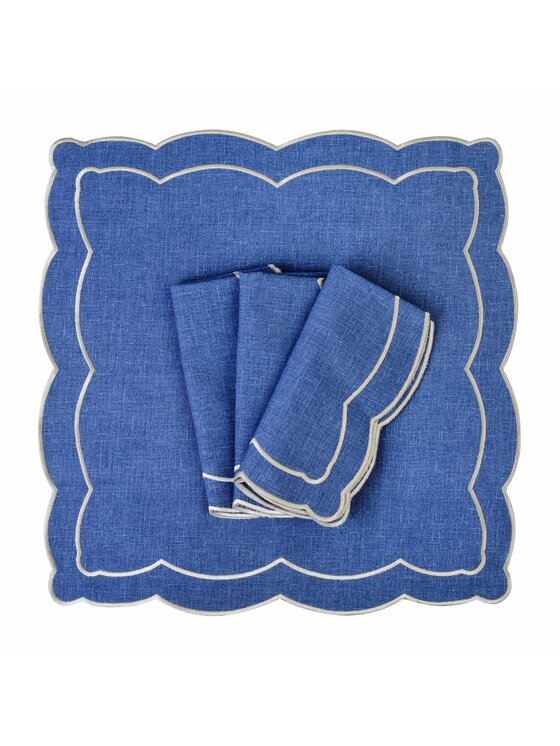 Roseberry Home Roseberry Home Serwetki haftowane Blue Onde Niebieski