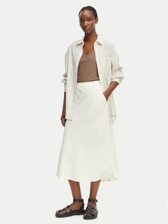 Gant Gant Midi sukňa 4400231 Biela Regular Fit