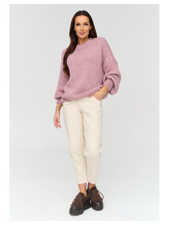 Makadamia Makadamia Sweter C83 Różowy Loose Fit
